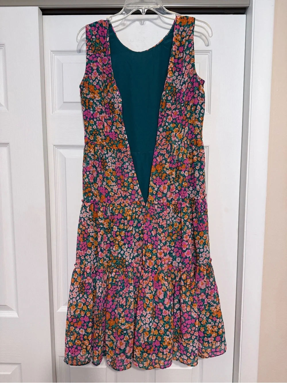 Brand New J. Crew Pink & Green Floral Tiered Midi Dress - Size XS